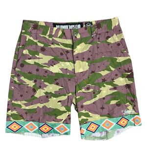 Billionaire Boys Club Shorts Mens 30 Green Camo Army Colorful Tribal Aztec